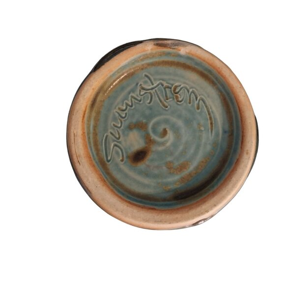 Swanstrom Pottery Cup With Earthy Blue And Brown Drip Glaze - Picture 5 of 7